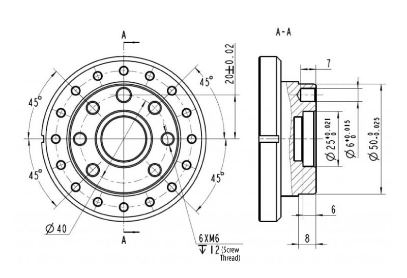 DIMENSION CHART OF ROBOT END-MOUNTED VBR10-1